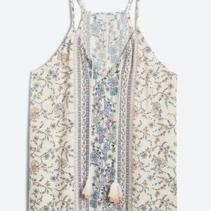 Luq Rachelle Tie Detail Halter Top with Tassels XL Bohemian Floral Print